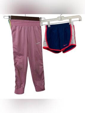 Nike Kids' Pink Athletic Pants & Navy Running Shorts Set size 5/6